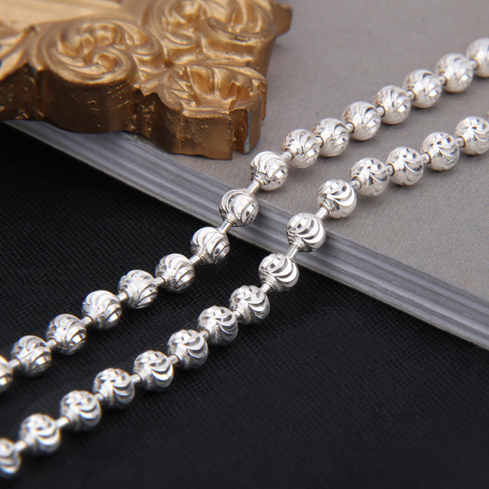 925 Sterling Silver 4mm Lucky Bead Necklace OT Clasp Type Fashion Jewelry 20"