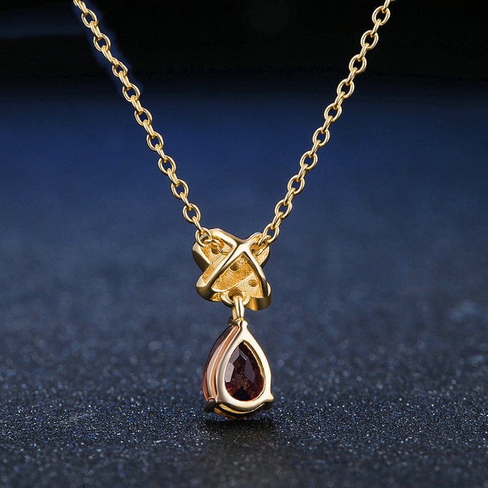 Real Solid 925 Sterling Silver Natural Pear Ruby Pendant Necklace Teardrop Jewelry 18"