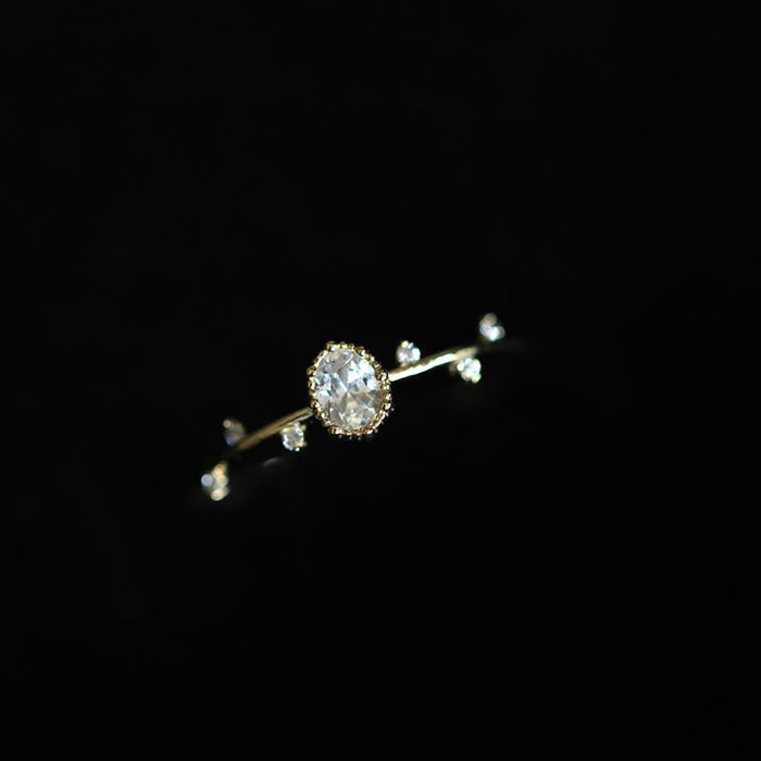 14K Solid Gold Oval Cubic Zirconia Rings Charm Beautiful Dainty Jewelry Size 5-9