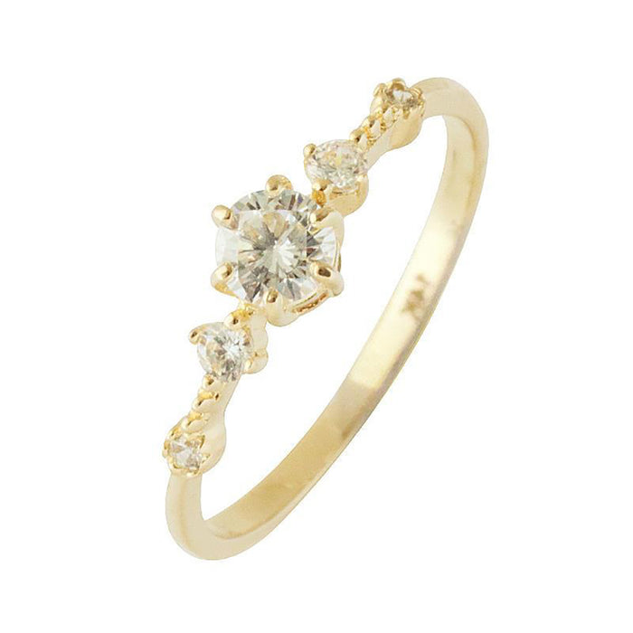 14K Solid Gold Round Cubic Zirconia Rings Charm Beautiful Dainty Jewelry Size 5-8