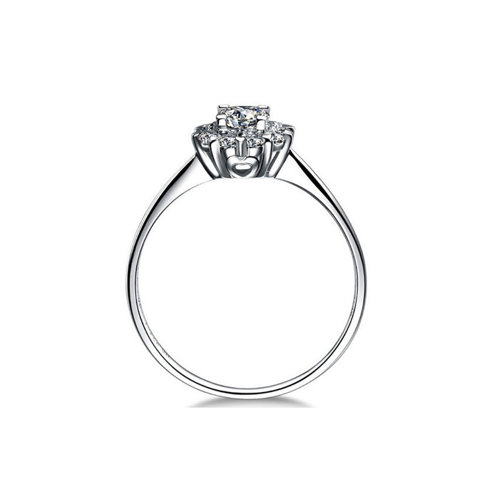 18K Solid Gold Natural Diamond Ring Wedding Engagement Charm Elegant Jewelry Size 4-8