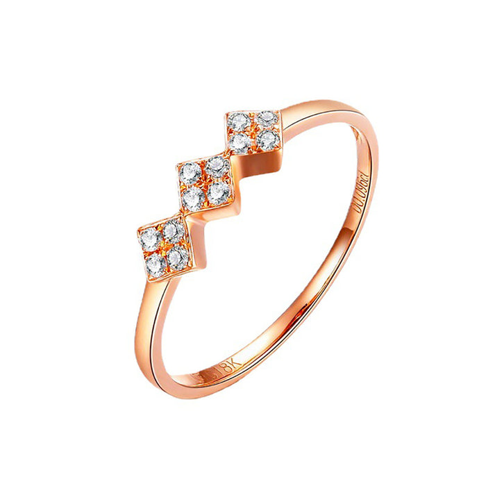 18K Solid Gold Natural Diamond Ring Wedding Engagement Charm Elegant Jewelry Size 5-9