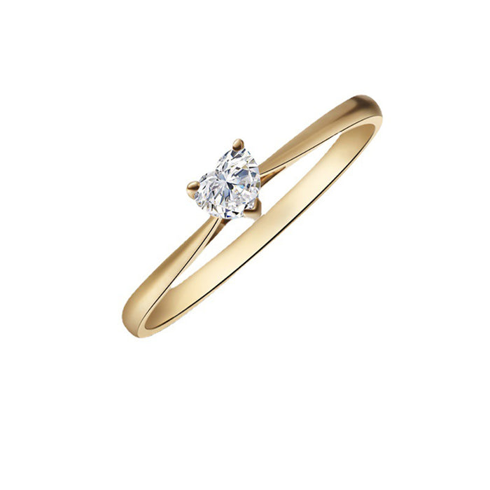 18K Solid Gold Natural Heart Diamond Ring Beautiful Charm Elegant Jewelry Size 5-9