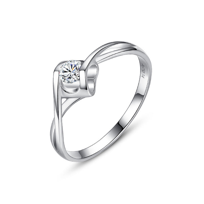 18K Solid Gold Natural Moissanite Ring Heart Charm Elegant Engagement Jewelry 5-8