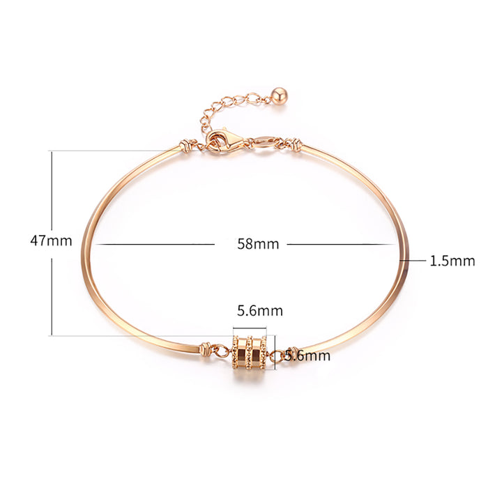 18K Solid Rose Gold Bangle Bracelet Bead Charm Lobster Clasp Jewelry