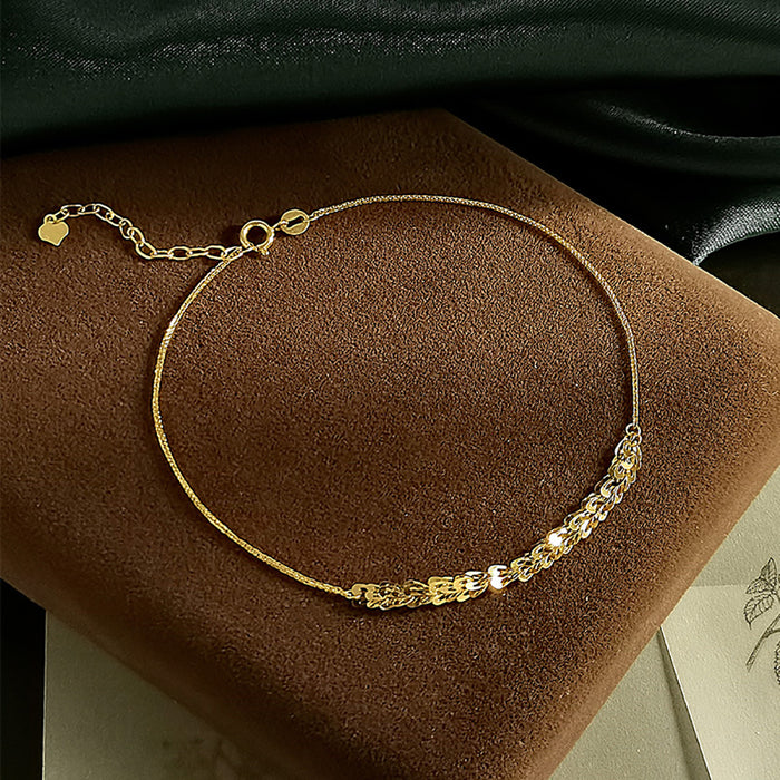 18K Solid Gold Chopin Chain Phoenix Tail Bracelet Heart Beautiful Charm Jewelry 7.1"