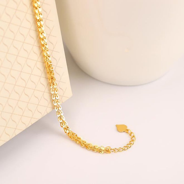 18K Solid Gold Phoenix Tail Chain Bracelet Heart Beautiful Charm Jewelry 7.1"