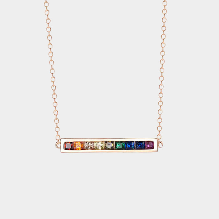 18K Solid Gold O Chain Natural Rainbow Sapphire Bracelet Beautiful Charm Jewelry