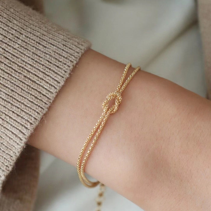 Authentic 18K Solid Gold Braided Knot Chain Bracelet Elegant Beautiful Jewelry 7.1"