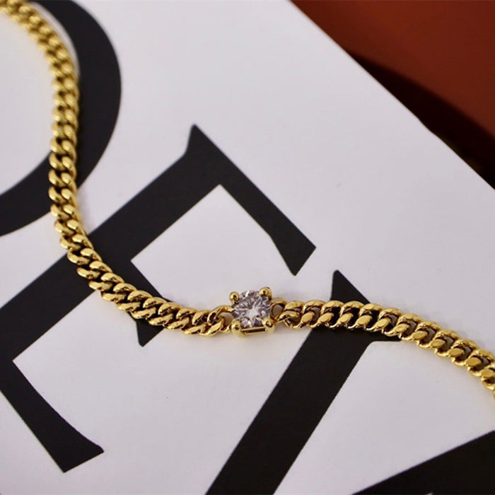 18K Solid Gold Miami Cuban Chain Natural Diamond Bracelet Elegant Jewelry 6.9"