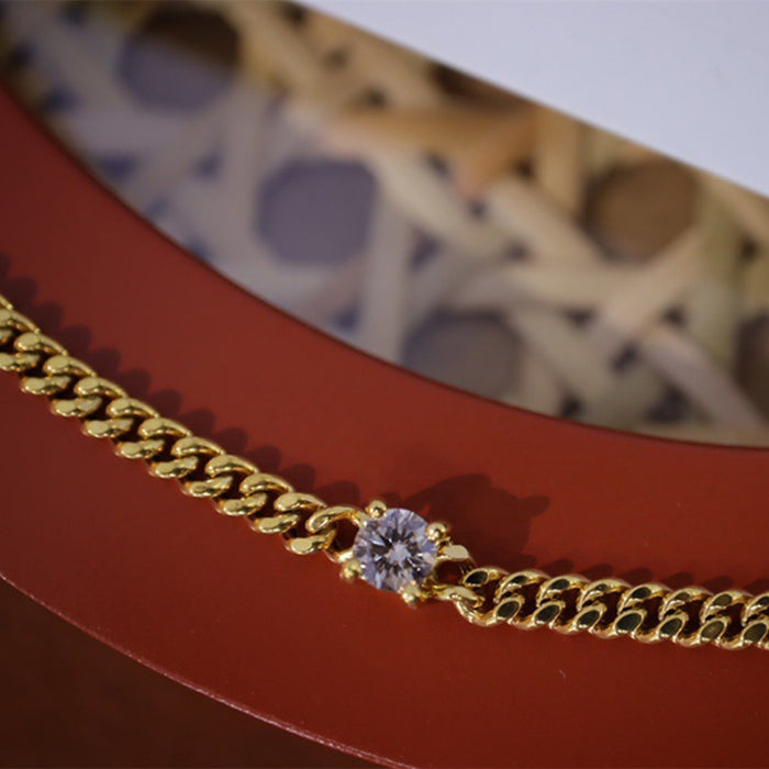 18K Solid Gold Miami Cuban Chain Natural Diamond Bracelet Elegant Jewelry 6.9"