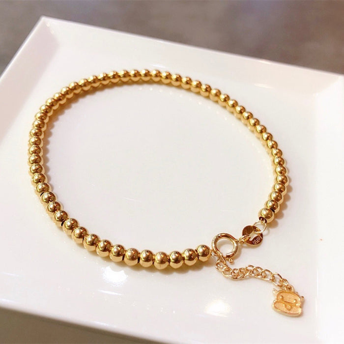 18K Solid Gold Bead Chain Beaded Bracelet Cow Animal Beautiful Elegant Jewelry