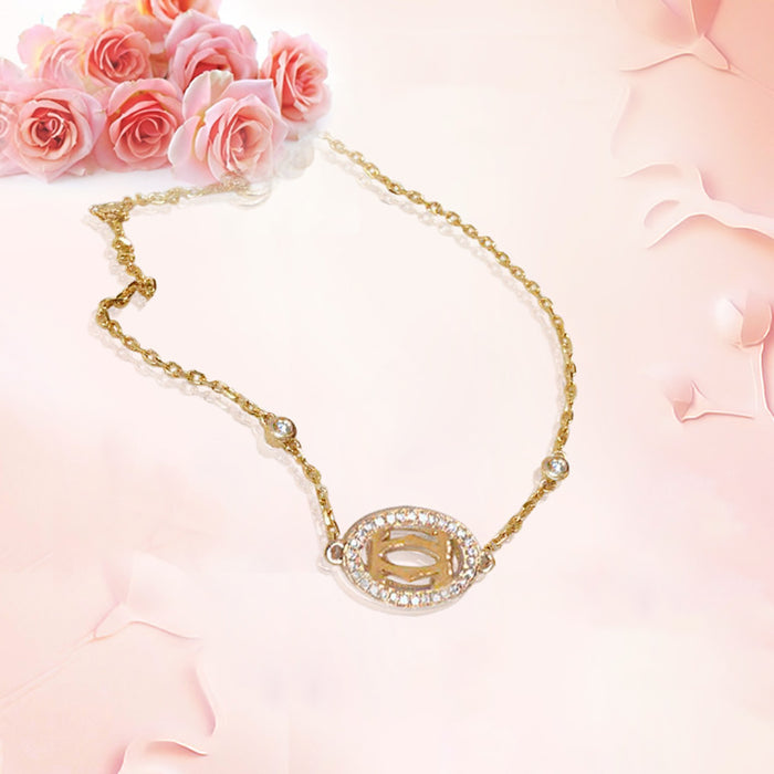 18K Solid Gold Natural Diamond Bracelet Luxury Elegant Charm Jewelry 6.7 in