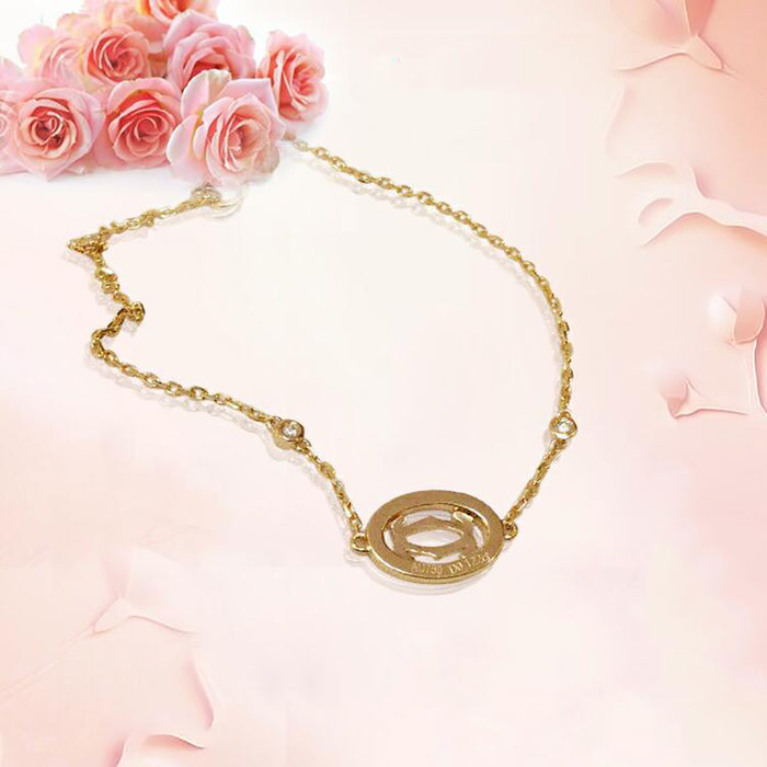 18K Solid Gold Natural Diamond Bracelet Luxury Elegant Charm Jewelry 6.7 in