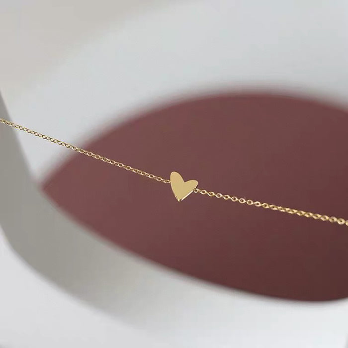 18K Solid Gold Natural Diamond Bracelet Loving Heart Elegant Jewelry 6.7 in