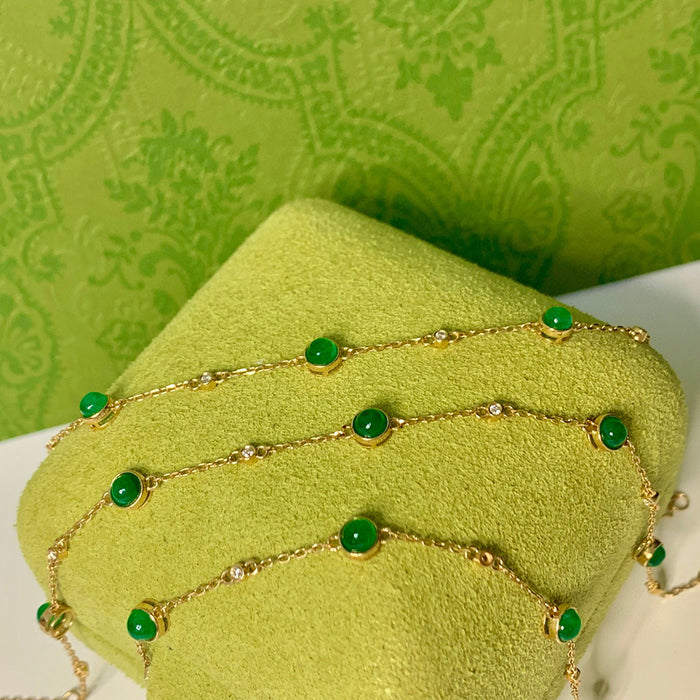 18K Solid Gold Natural 1 Carat Emerald Diamond Bracelet Elegant Charm Jewelry 7.1"