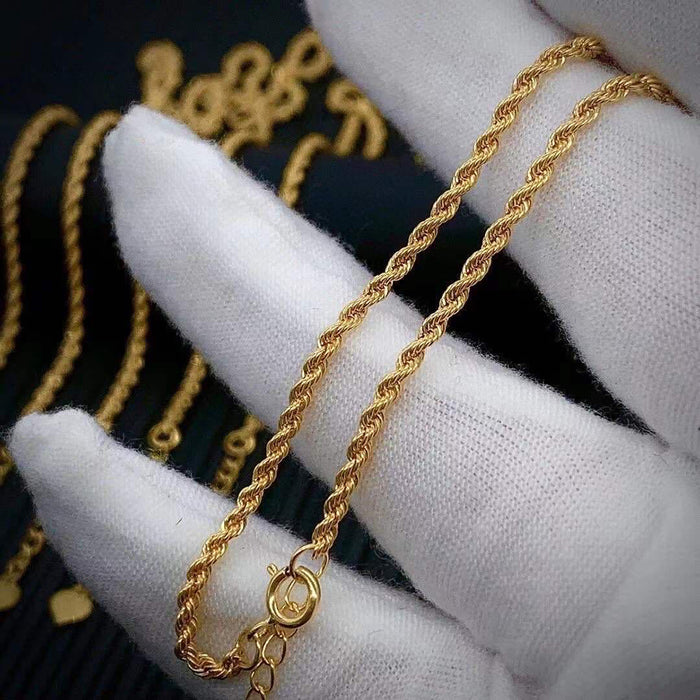 18K Solid Gold Braided Twist Chain Bracelet Heart Charm Jewelry 7.3"