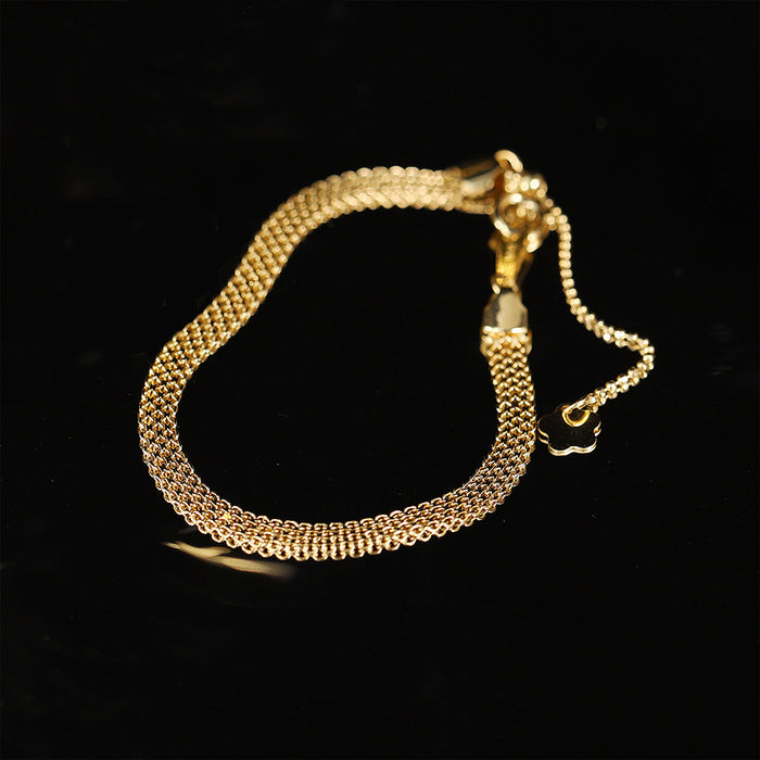 18K Solid Gold 3.5mm 7.4mm Wide Chain Bracelet Elegant Charm Jewelry 7.1"