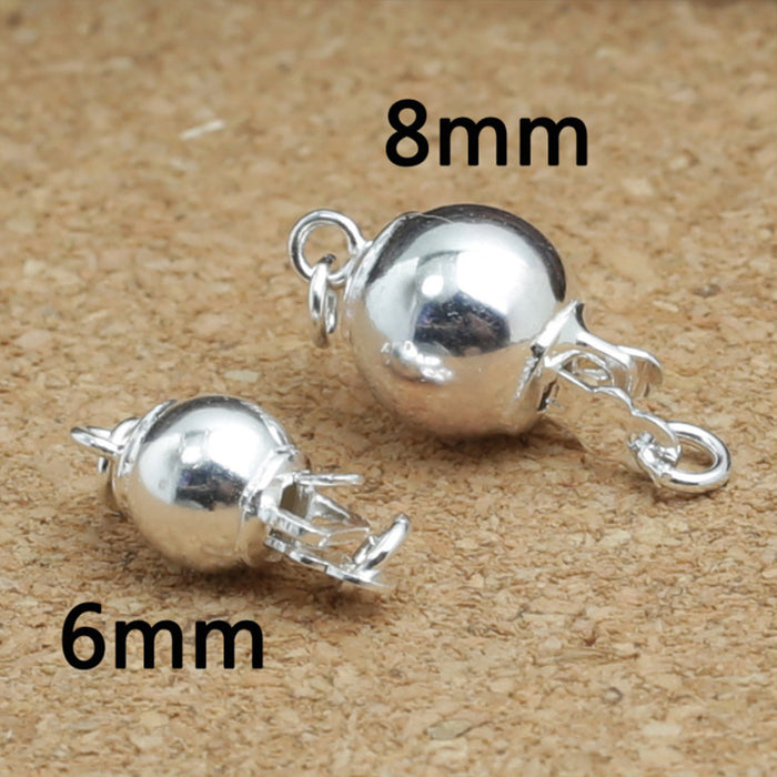 3Pcs 925 Sterling Silver Bead Clasp For Bracelet DIY Jewelry Findings Making