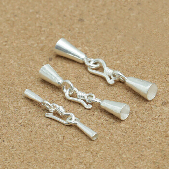 5Pcs 925 Sterling Silver Hook Clasp For Leather Cord DIY Bracelet Necklace Making