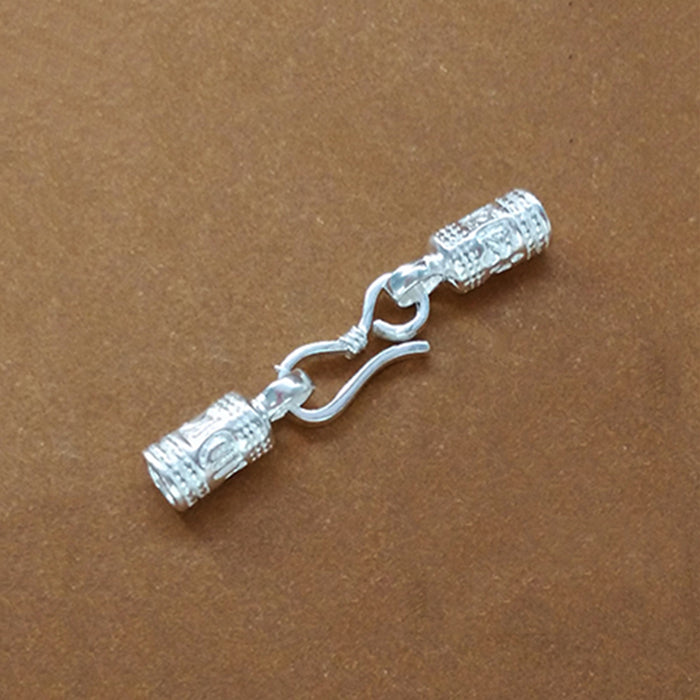 2Pcs 925 Sterling Silver DIY Clasp Connector Leather Cord End Bracelet Necklace