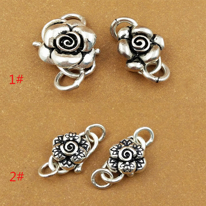 3Pcs 925 Sterling Silver Hook Clasp Flower For Bracelet DIY Jewelry Making Parts