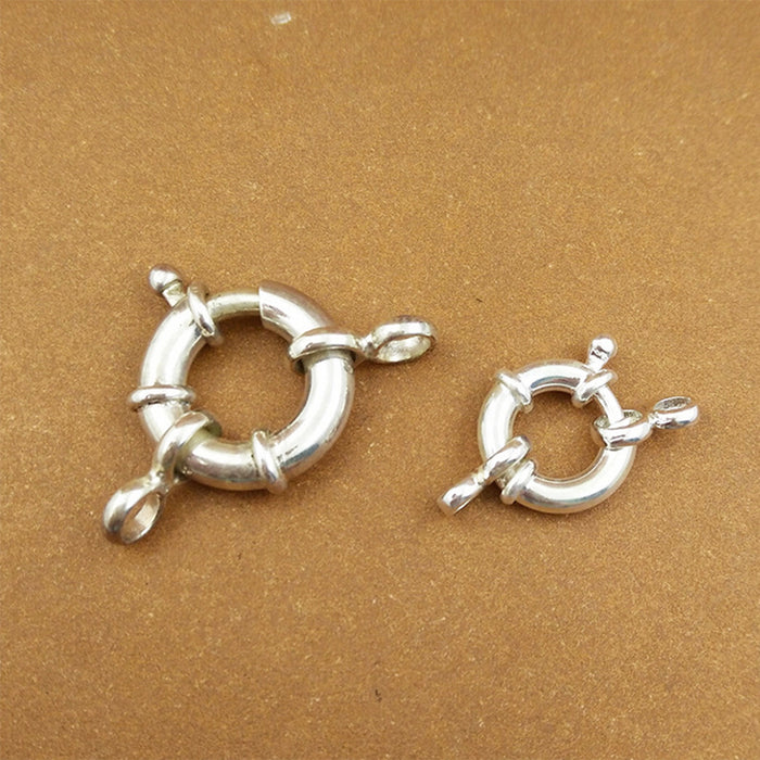 2Pcs 925 Sterling Silver Spring Ring Clasp DIY Connector Necklace Bracelet