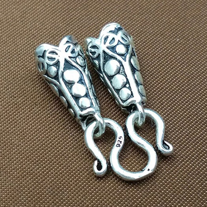 2Pcs 925 Sterling Silver W Hook Clasp Connector For Bracelet Necklace DIY Making