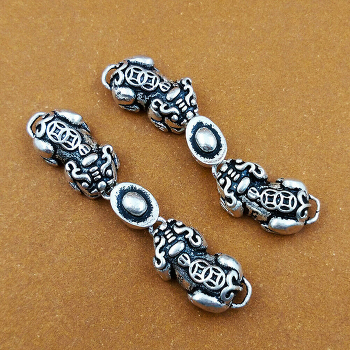 925 Sterling Silver Two Pi Xiu Money Coin Clasp Bead Bracelet DIY Making Parts