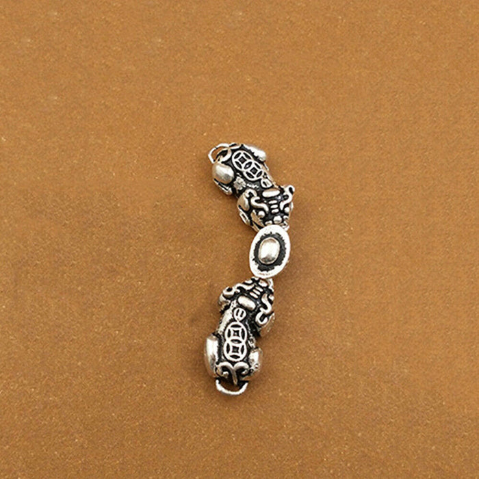 925 Sterling Silver Two Pi Xiu Money Coin Clasp Bead Bracelet DIY Making Parts