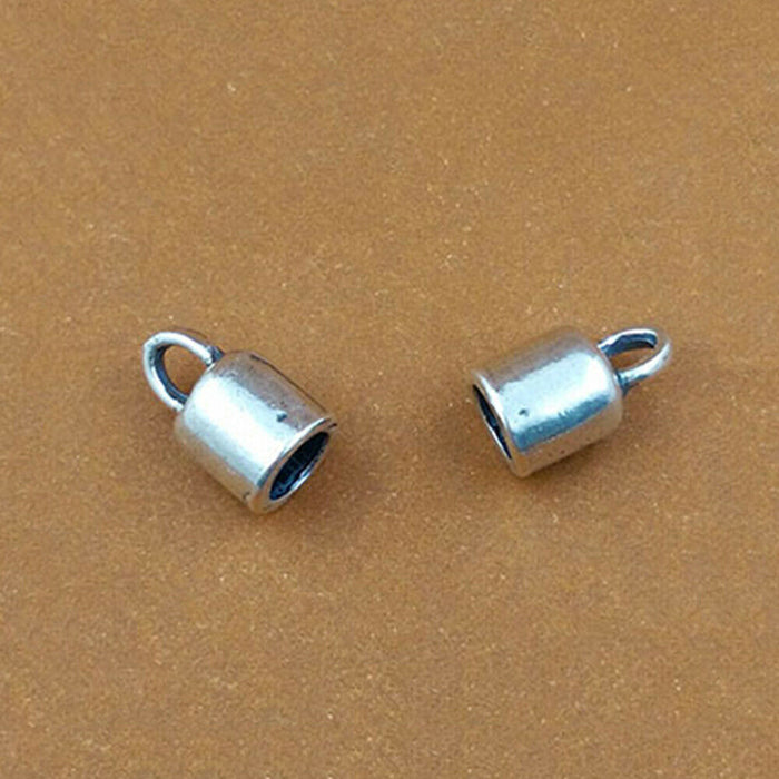 2Pcs 925 Sterling Silver DIY Clasp Connector Cord End Caps Bracelet Necklace