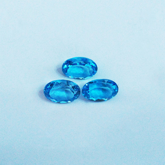 10Pcs/Set Natural AAA Swiss Blue Topaz Oval Faceted Cut Loose Gem Wholesale