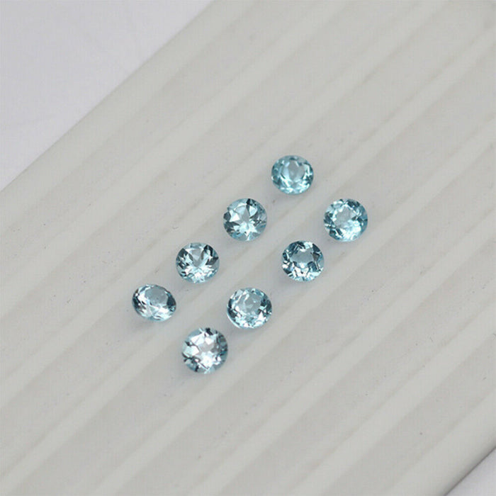 10Pcs/Set 3mm-9mm Natural AAA Sky Blue Topaz Round Faceted Cut Loose Gemstone Wholesale
