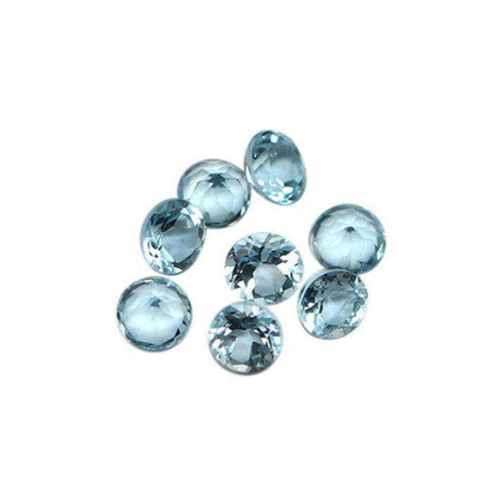 10Pcs/Set 3mm-9mm Natural AAA Sky Blue Topaz Round Faceted Cut Loose Gemstone Wholesale