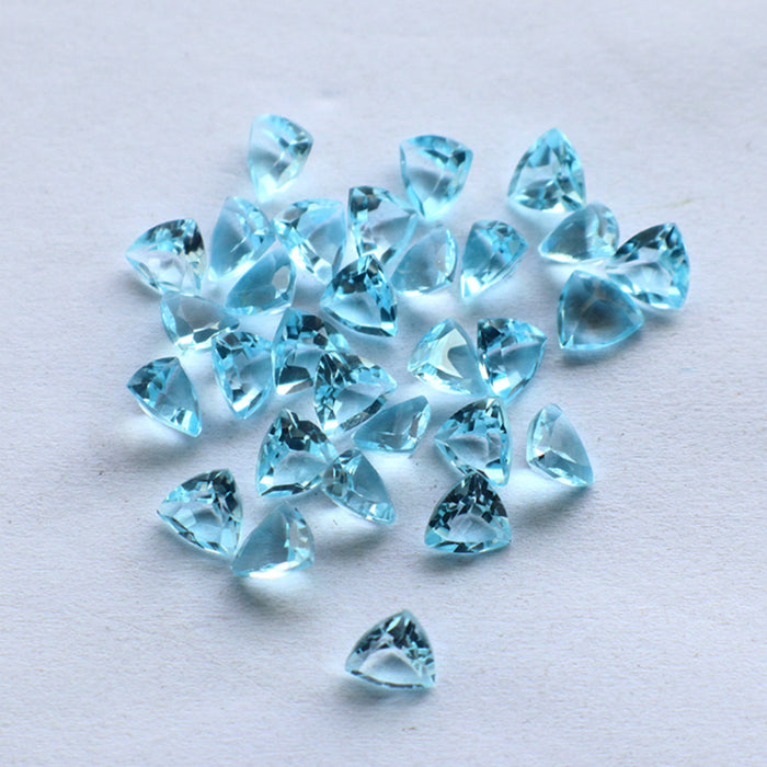 10Pcs/Set 6*6mm Natural AAA Sky Blue Topaz Briolette Faceted Cut Loose Gemstone Wholesale