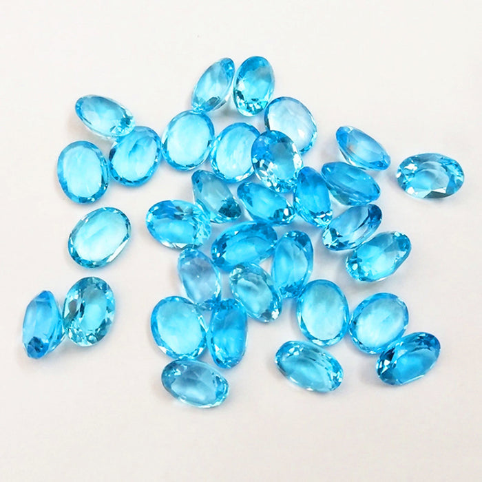 5Pcs/Set 3*5mm 8*10mm Natural AAA Swiss Blue Topaz Oval Faceted Cut Loose Gem Wholesale