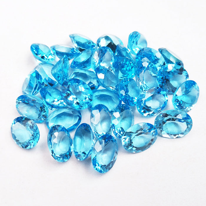 5Pcs/Set 3*5mm 8*10mm Natural AAA Swiss Blue Topaz Oval Faceted Cut Loose Gem Wholesale