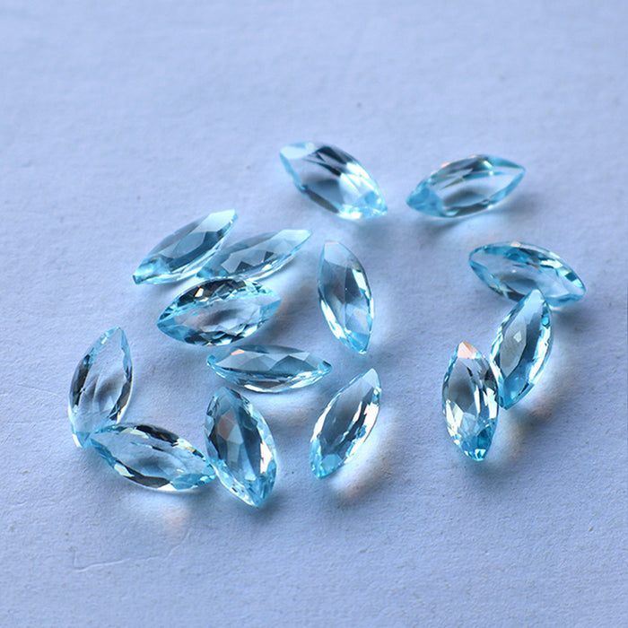10Pcs/Set Natural AAA Sky Blue Topaz Marquise Faceted Cut Loose Gem Wholesale