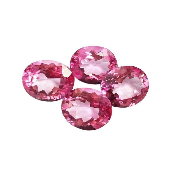 5Pcs/Set Natural AAA Pink Topaz Oval Faceted Cut Loose Gemstone Wholesale