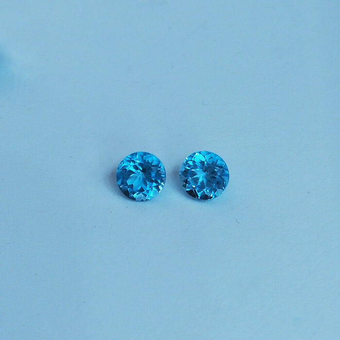 10Pcs/Set 1mm-9mm Natural AAA Swiss Blue Topaz Round Faceted Cut Loose Gemstone Wholesale