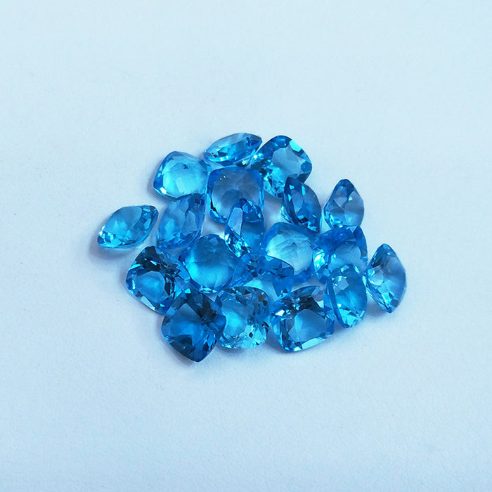 5Pcs/Set 6/7/8mm Natural AAA Swiss Blue Topaz Square Faceted Cut Loose Gemstone Wholesale