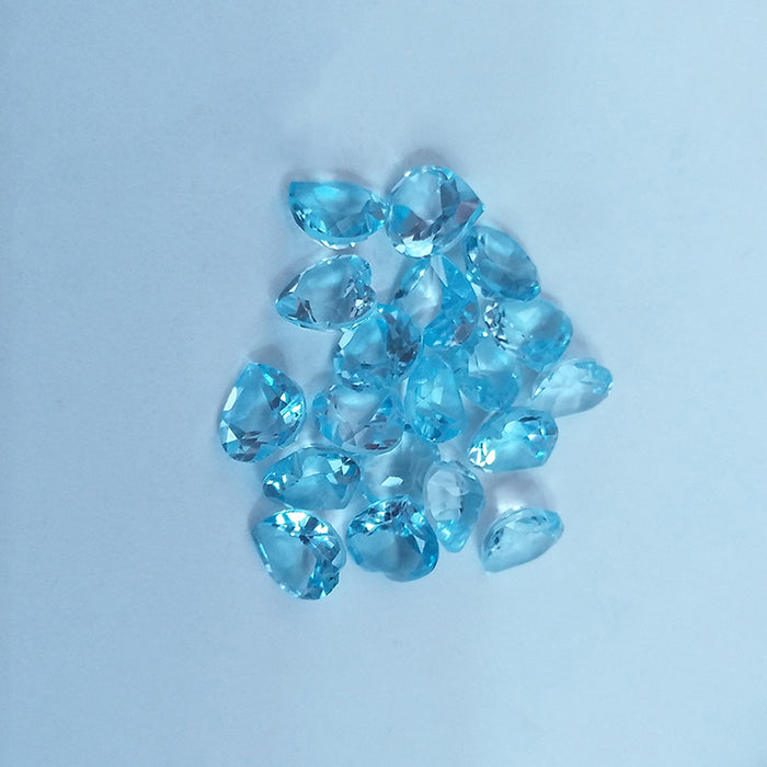 5Pcs/Set 4mm - 9mm Natural AAA Sky Blue Topaz Heart Loose Gemstone Wholesale