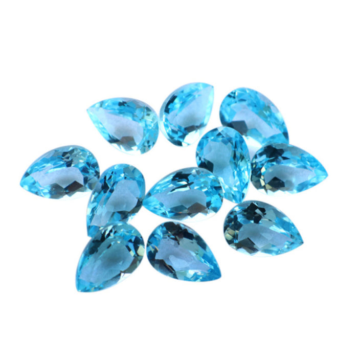 10Pcs/Set 100% Natural AAA Sky Blue Topaz Pear Loose Gem Wholesale