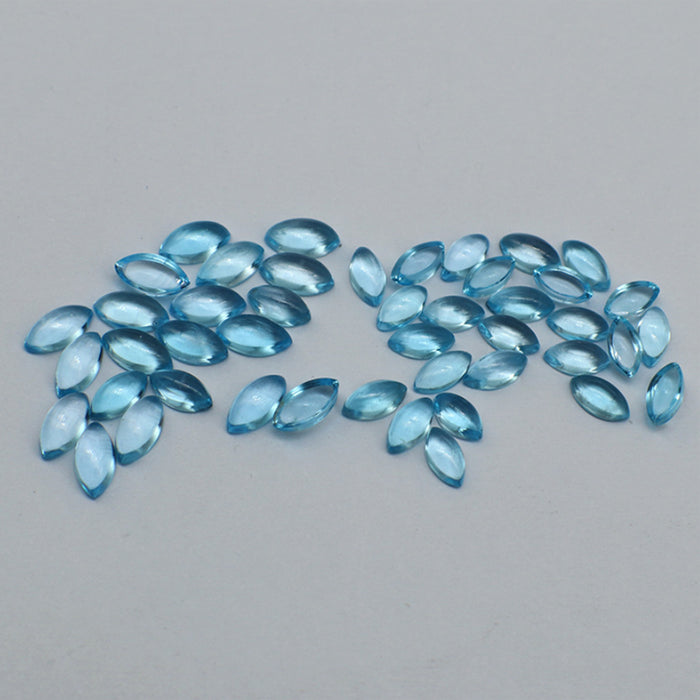 2Pcs/Set Natural AAA Swiss Blue Topaz Marquise Cabochon Loose Gemstone 3*6mm 3.5*7mm