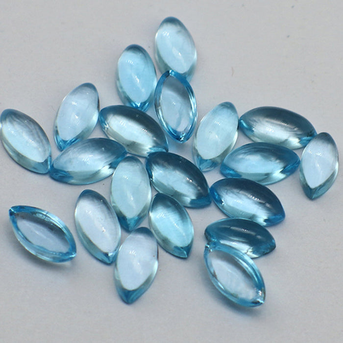 2Pcs/Set Natural AAA Swiss Blue Topaz Marquise Cabochon Loose Gemstone 3*6mm 3.5*7mm