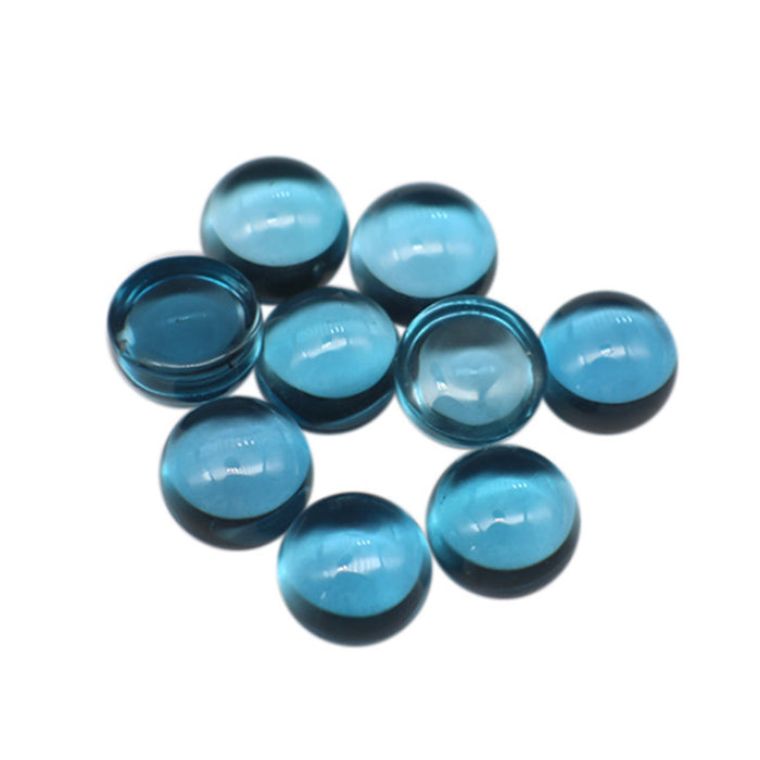 5Pcs/Set 3.5mm-8mm Natural AAA London Blue Topaz Round Cabochon Loose Gem Wholesale