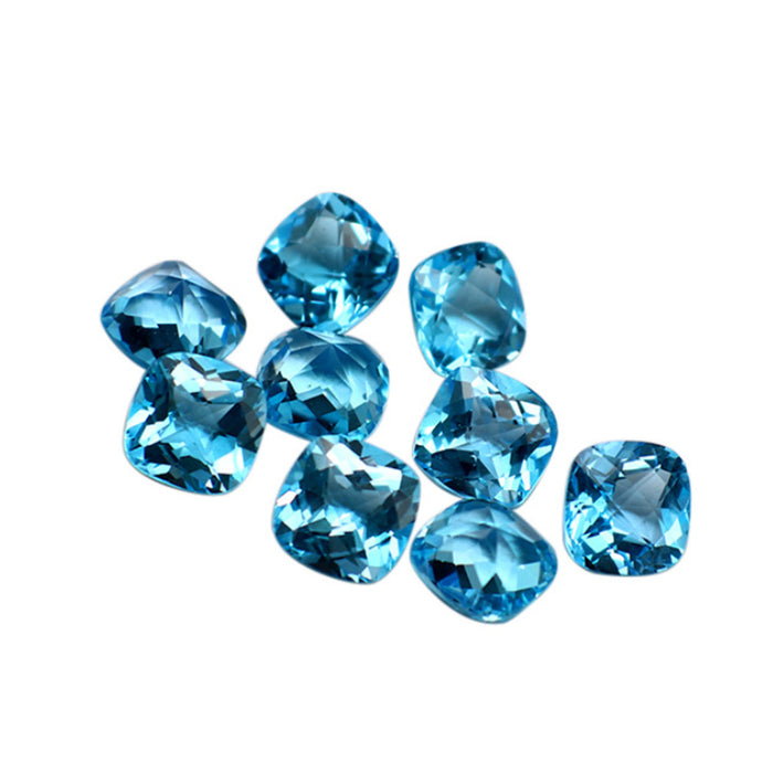 2.7ct Natural AAA Swiss Blue Topaz 8mm Square Cushion Loose Gemstone Wholesale