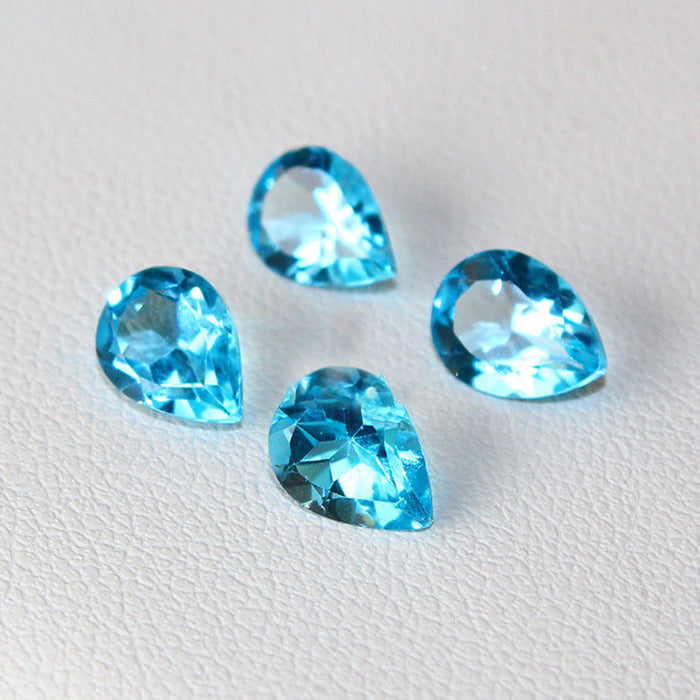 5Pcs/Set Natural AAAA Blue Topaz Pear Loose Gemstone Wholesale