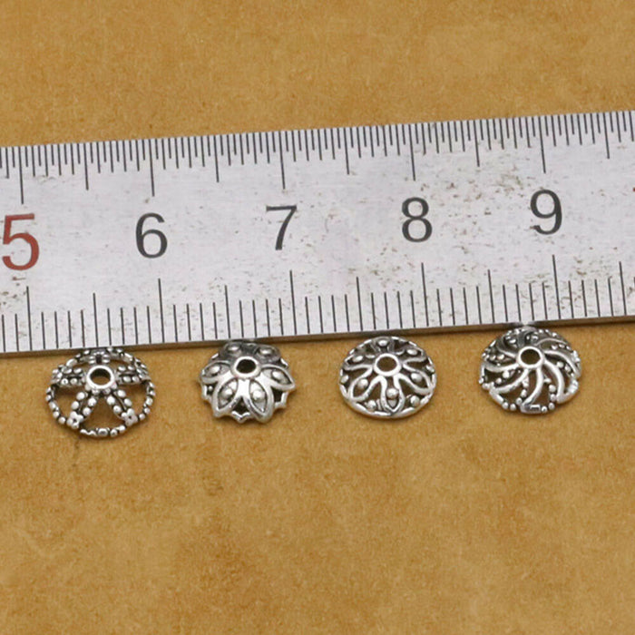 20PCS 925 Sterling Silver End Caps For DIY Jewelry Making