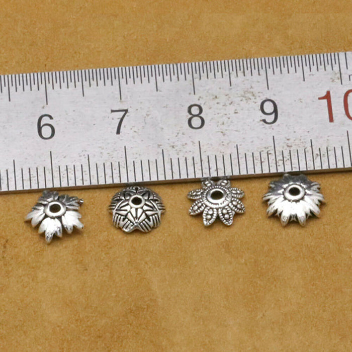 20PCS 925 Sterling Silver End Caps For DIY Jewelry Making
